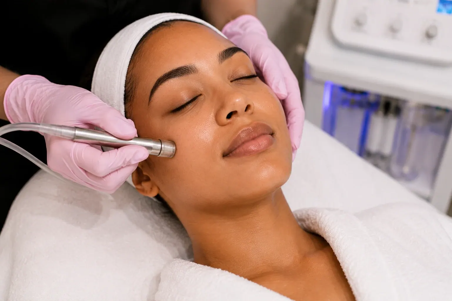 Microdermabrasion Facial Treatment | Englewood Med Spa Patient receiving a professional microdermabrasion facial treatment at Englewood Med Spa in Bergen County, New Jersey.