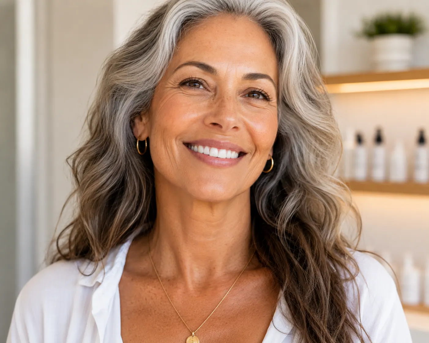 Loose Skin Tightening Results | Englewood Med Spa Bergen County NJ Front-facing portrait of a woman after loose skin tightening treatment at Englewood Med Spa, Bergen County, NJ