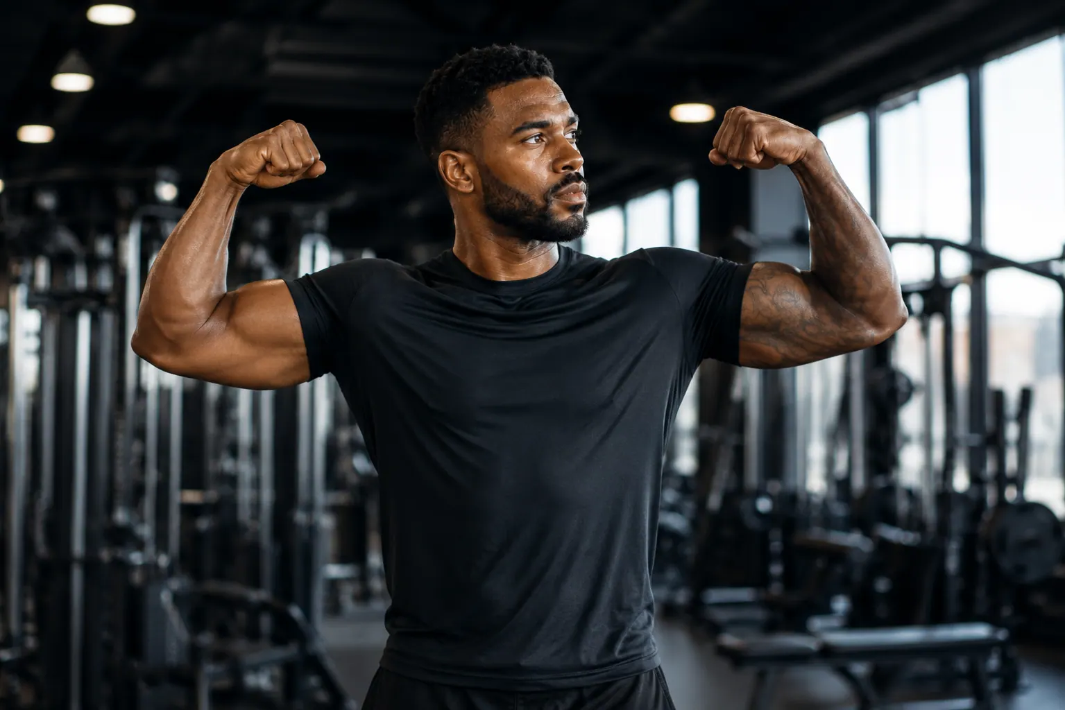 Men's Medical Weight Loss in Englewood, Bergen County NJ Man flexing after medical weight loss program in Englewood, NJ