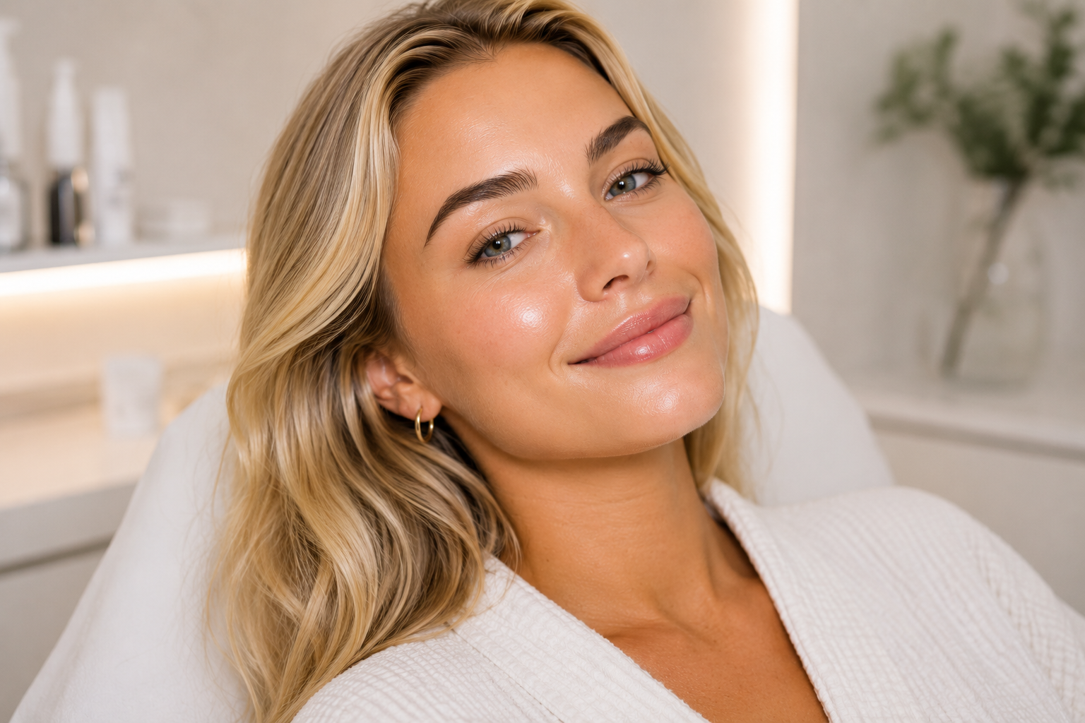 Patient with smooth, glowing skin after Erbium laser resurfacing at Englewood Cosmetic Medical Spa in Englewood, NJ