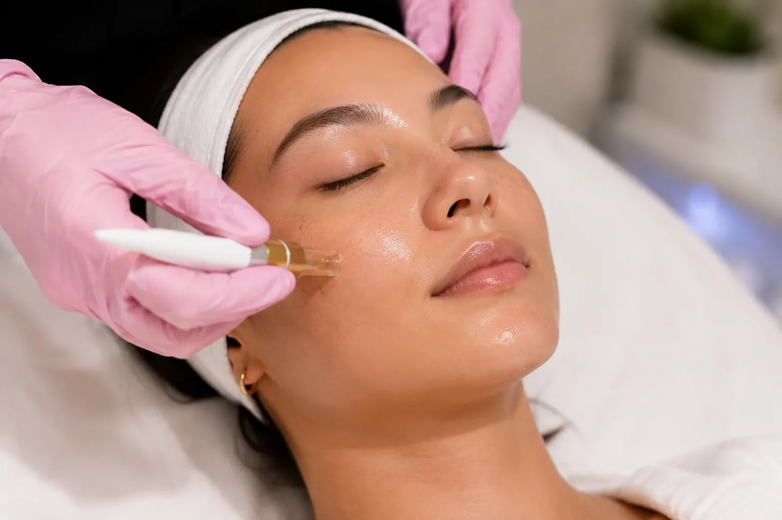 AquaGold Fine Touch Facial | Englewood Med Spa Patient receiving an AquaGold Fine Touch facial treatment at Englewood Med Spa in Bergen County, New Jersey.